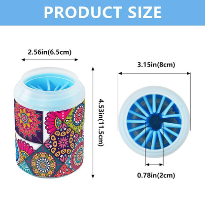 Dog Paw Cleaner Cups for Dogs Pet Foot Washer Paw Scrubber for Medium Small Dogs Cats Cleaning Cup Cute Yellow Fiesta Guitars Cacti and Ethnic Birds