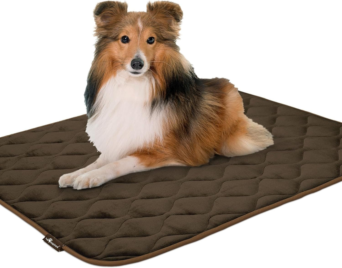 Paw Inspired Washable Padded Crate Mats for Dogs | 29” x 18” Pad, Fits 30-inch Kennels | Leakproof, Waterproof Bottom, Plush Pet Beds (Gray)