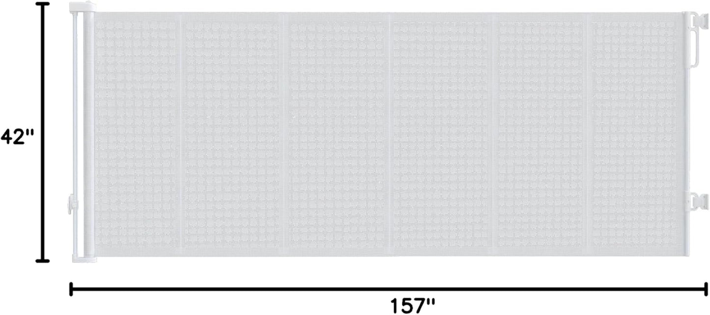 Reinforced 120" Extra Wide Retractable Baby Gates for Stairs, Mesh Saftey Gate for Pets, 10 Foot Retractable Dog Gate, No Drilling, One-Hand Operation, Retractable Gate for Indoor & Outdoor Use