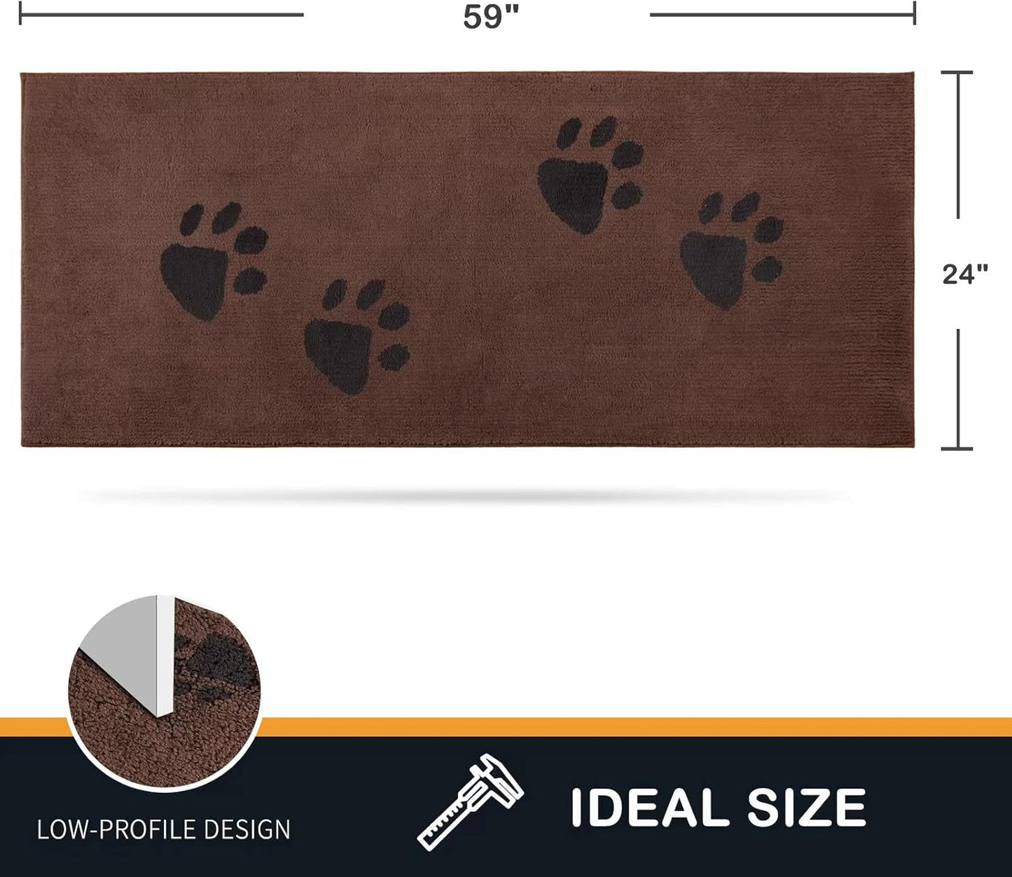 PURRUGS Dirt Trapping Door Mat 20" x 31.5", Non-Skid/Slip Machine Washable Microfiber Entrance Rug, Shoes Scraper, Dog Doormat, Super Absorbent Floor Mat for Muddy Wet Shoes and Paws, Grey