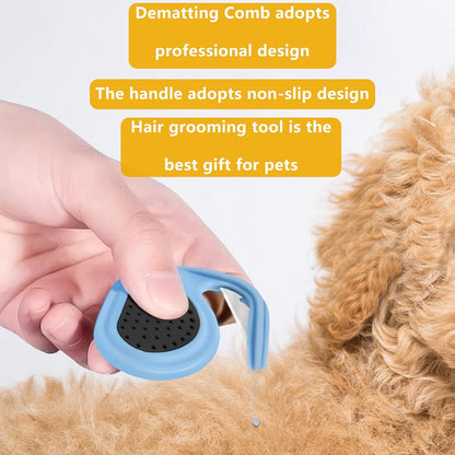 2 PCS Professional Dog Dematting Comb & Undercoat Rake - Pet Grooming Tool for Mats, Tangles & Shedding, Gentle Detangler Brush for Dogs & Cats (Blue & Green)