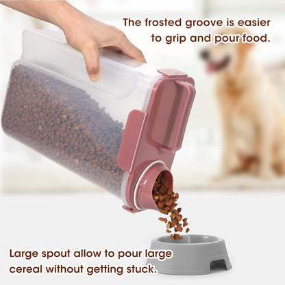 TBMax Dog Food Storage Container 5-7 lbs, Airtight Cat Food Container with Larger Spout & Measuring Cup, Portable Pet Food Storage Dispenser for Small Animal Kibble Storage, Bird Seed Container