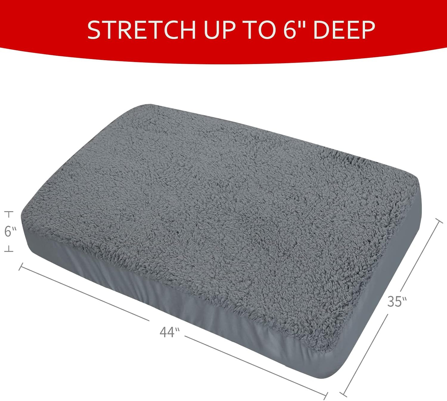 Dog Bed Covers Soft Plush Replacement Washable, Waterproof Pet Bed Liner Grey 36x27 Inches, for Dog/Cat, Cover Only