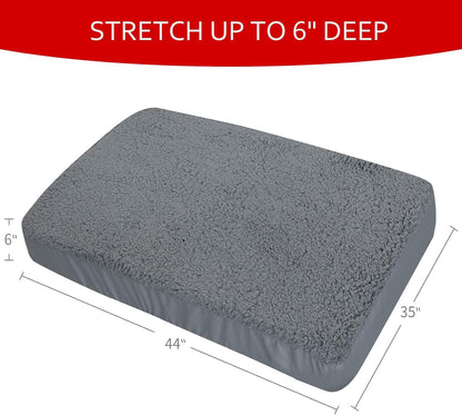 Dog Bed Covers Soft Plush Replacement Washable, Waterproof Pet Bed Liner Grey 36x27 Inches, for Dog/Cat, Cover Only