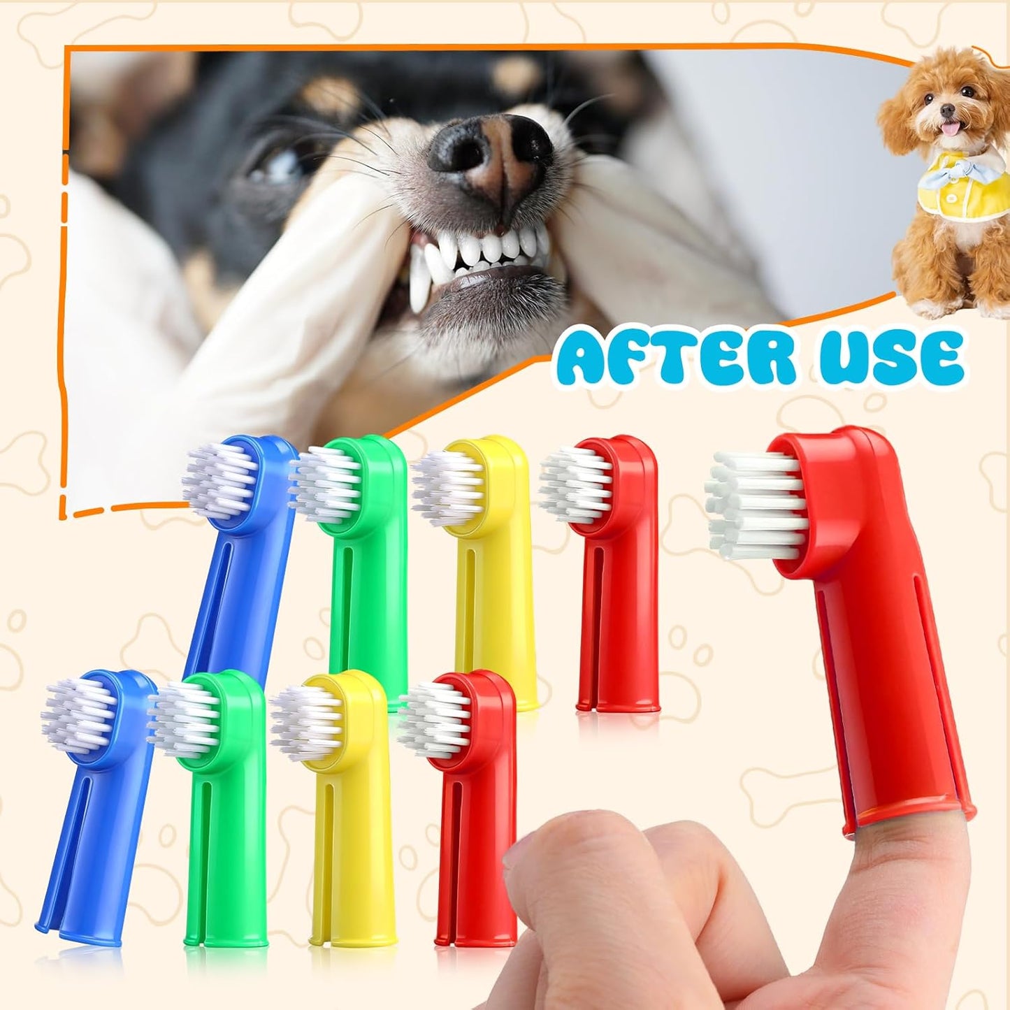 LemonRoad 100 Pcs Dog Toothbrush Pet Finger Brushes Teeth Cleaning Kit Toothbrush Oral Dental Brush Cleaning Pet Tooth Brush Care for Small to Large Dog, Cat, Puppy & Kitten