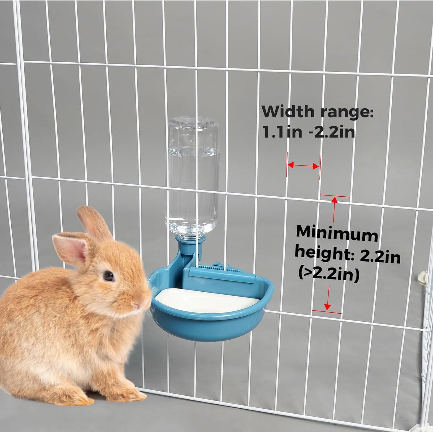 VANNON 16oz Pet Water Bottle, Gravity Dog Water Bowl Dispenser for Cage, Anti-Overflow Water Dispenser for Small Dogs, Cats, Rabbits and Other Small Animals, BPA Free, Grey