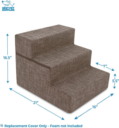 Best Pet Supplies Dog Stairs & Steps - Foam Steps for Small Dogs & Cats, Non-Slip Indoor Balanced Pet Step Support, Dog Ramp, No Assembly, Ash Gray Linen, 2-Step (12-inch Height)