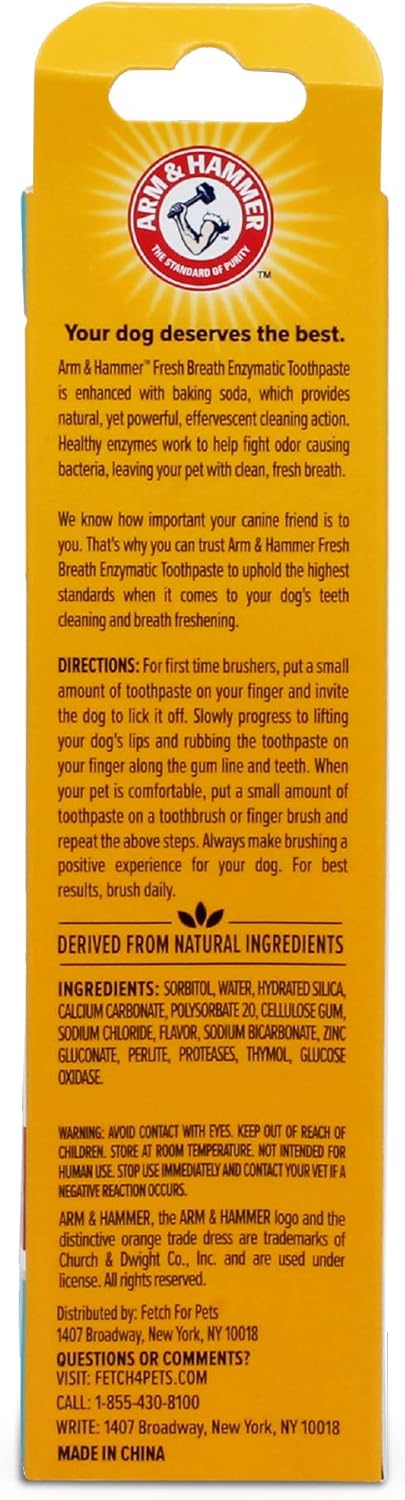 Arm & Hammer for Pets Fresh Breath Enzymatic Dog Toothpaste, Vanilla Ginger Flavor, Safe for Puppies and Adult Dogs, Daily Baking Soda Dental Gel to Eliminate Bad Breath, 2.5 Oz