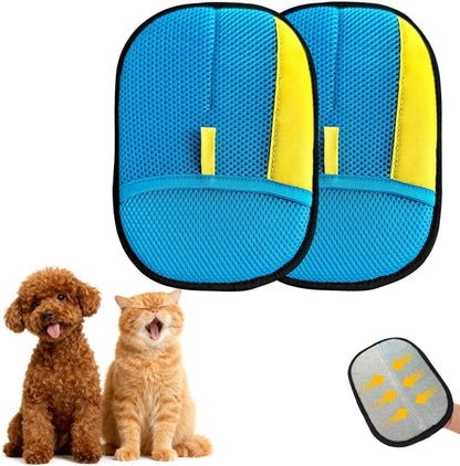 Electrostatic Gloves for Pet Hair Removal: Upgraded 2PCS Animal Fur Removal Tool for Dogs&Cats Efficient Reusable Pet Hair Remover for Couch Carpet Car Seat Clothing Quick Clean (2 pcs-Black)