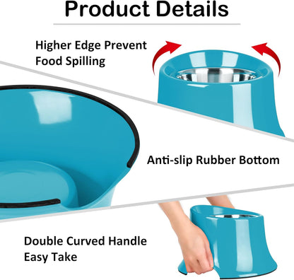Tilted Elevated Dog Bowls Non-Slip & Non-Spill Pet Feeder with Elevated Detachable Melamine Stand, High Capacity Tilted Dog Bowl for Medium Small Size Dogs M/2 Cup Black