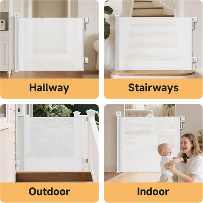 Retractable Baby Gate,71" Wide x 34" Tall Mesh Safety Gate for Dogs & Babies, Indoor/Outdoor Use for Stairs, Doorways, Hallways, Easy Installation Mesh Gate