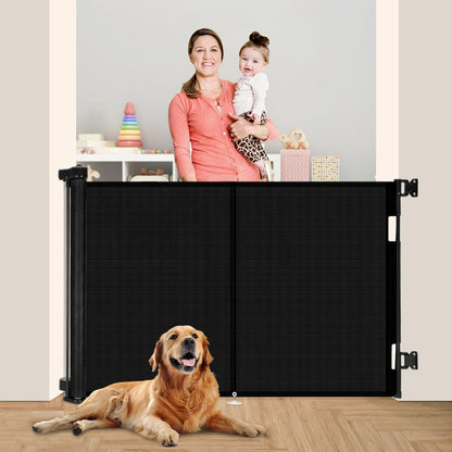 Miumoon 150 inch Retractable Baby Gates 42 inch Tall, Retractable Gate with Reinforced Strip Design to Prevent Crawling Through, 12 FT Extra Wide Retractable Dog Gate for Indoor/Outdoor