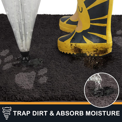 PURRUGS Dirt Trapping Door Mat 20" x 31.5", Non-Skid/Slip Machine Washable Microfiber Entrance Rug, Shoes Scraper, Dog Doormat, Super Absorbent Floor Mat for Muddy Wet Shoes and Paws, Grey