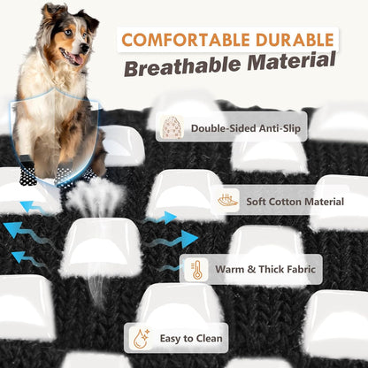 Anti Slip Dog Socks to Prevent Licking Paws, Dog Shoes for Hot/Cold Pavement, Dog Boots on Hardwood Floors, Traction Control Dog Booties & Paw Protectors for Small Medium Large Senior Dogs
