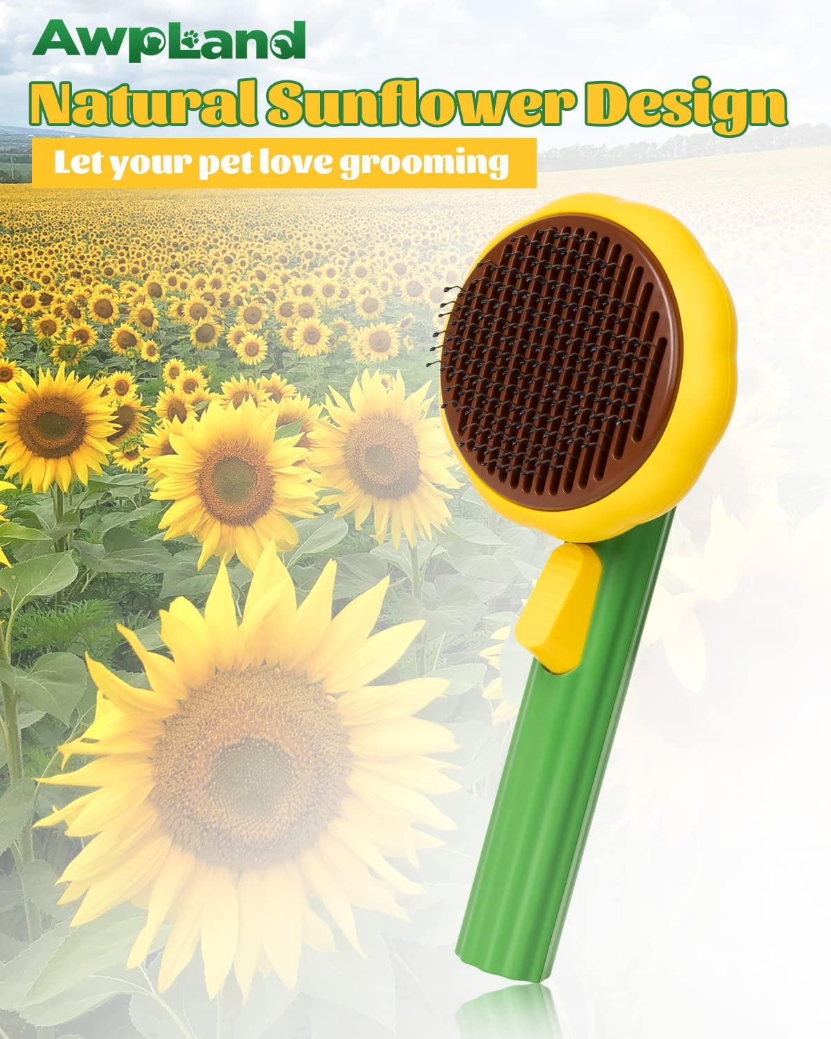 Pet Demon Brush, Cute Self Cleaning Slicker Brush for Dogs Cats Puppy Rabbit, Professional Pet Grooming Hair Removal Tool for Short & Long Hair
