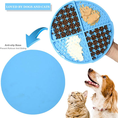 Bangp Silicone Dog & Cat Lick Mat and Slow Feeder,Extends Mealtime for Fast Eaters and Reduces Anxiety,Heavy-Duty Design,Dishwasher Safe,Perfect for Yogurt,Treats,Peanut Butter (Blue)