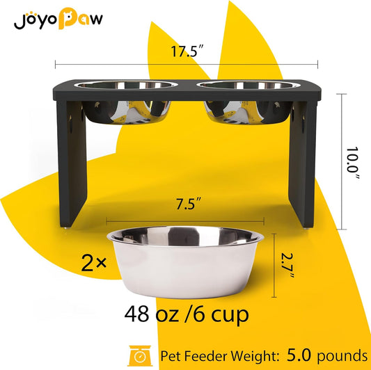 Elevated Dog Bowls, Bamboo Raised Dog Bowl for Medium Dogs, with 2 Stainless Steel Bowls (7'' Tall-40 oz Bowl)