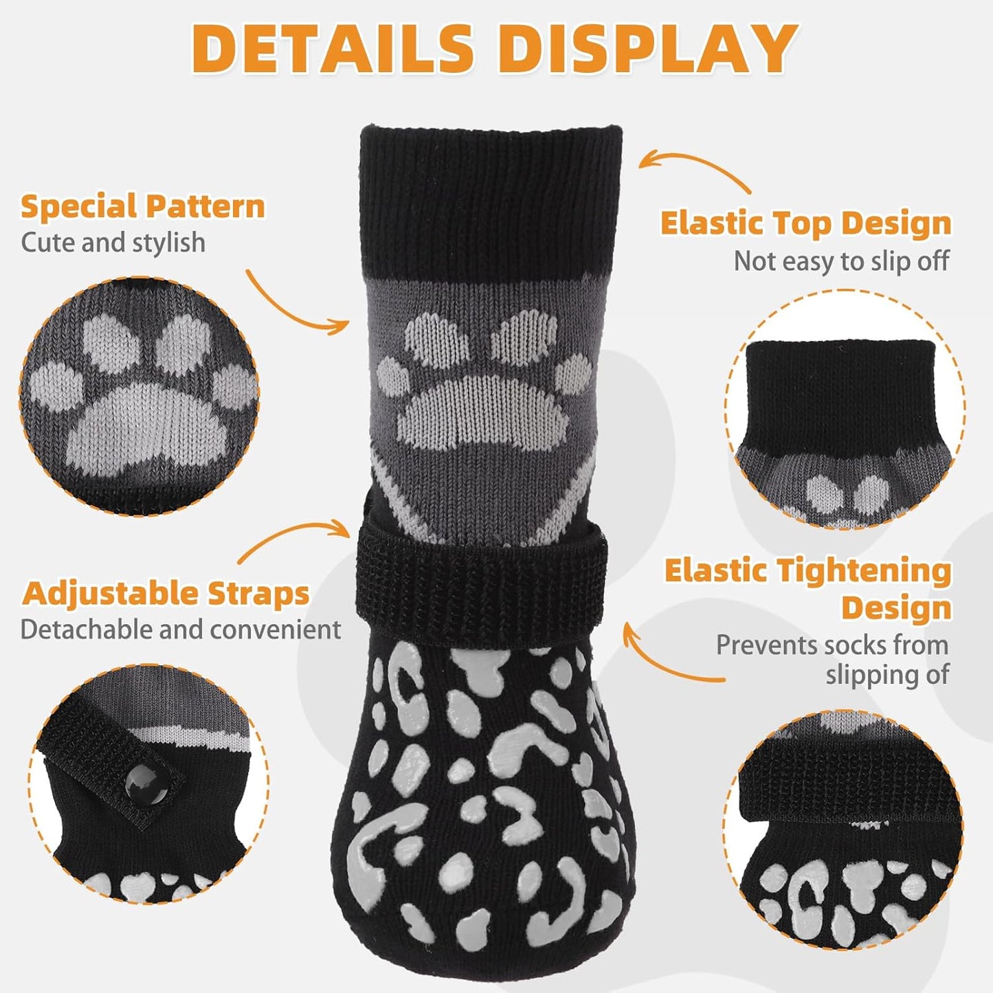 KOOLTAIL Dog Socks Shoes for Hot Pavement to Prevent Licking Paws, Winter Dog Boots&Paw Protector for Hardwood Floors Anti Slip,Traction Control Grip Booties for Small Medium Large Senior Dogs,Black M