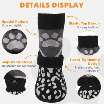KOOLTAIL Dog Socks Shoes for Hot Pavement to Prevent Licking Paws, Winter Dog Boots&Paw Protector for Hardwood Floors Anti Slip,Traction Control Grip Booties for Small Medium Large Senior Dogs,Black M