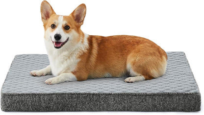 JOEJOY XL Dog Beds Large Sized Dog, Orthopedic Big Dogs Crate Bed with Washable Removable Cover, Extra Thick Egg-Crate Memory Foam Pet Beds up to 80 lbs, Grey, 41"x27"