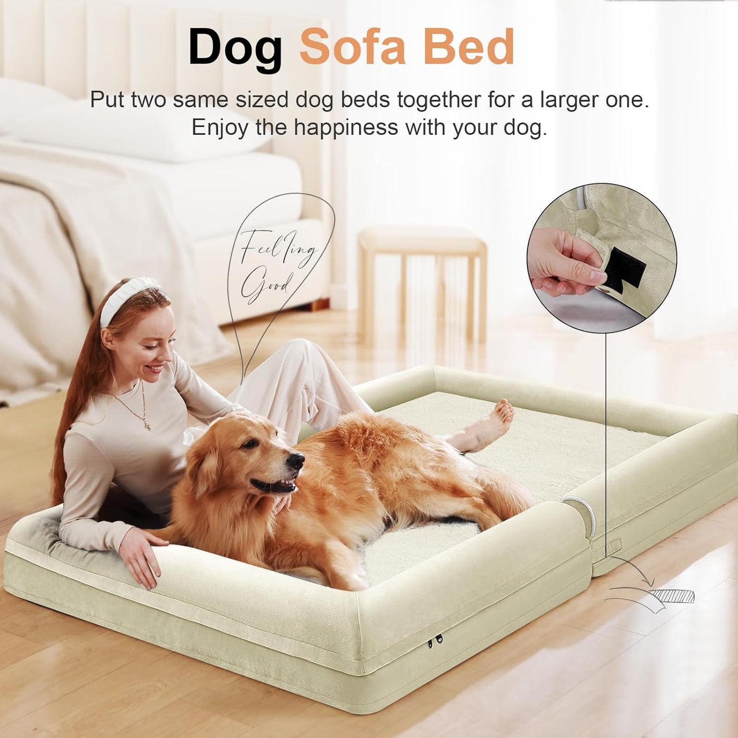 Large Dog Bed Orthopedic Washable: Beds Bolster XL Bed Large Big Dogs Memory Foam Couch Sofa Waterproof with Removable Cover