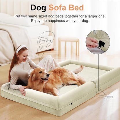 Large Dog Bed Orthopedic Washable: Beds Bolster XL Bed Large Big Dogs Memory Foam Couch Sofa Waterproof with Removable Cover