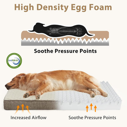 JOEJOY XL Dog Beds Large Sized Dog, Orthopedic Big Dogs Crate Bed with Washable Removable Cover, Extra Thick Egg-Crate Memory Foam Pet Beds up to 80 lbs, Grey, 41"x27"