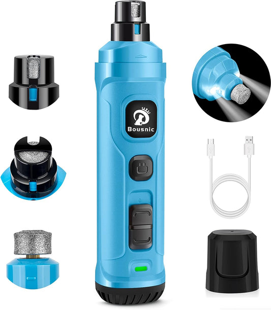 BOUSNIC Dog Nail Grinder with 2 LED Light - Super Quiet Pet Nail Grinder Powerful 2-Speed Electric Dog Nail Trimmer File Toenail Grinder for Puppy Small Medium Large Breed Dogs & Cats (Purple)
