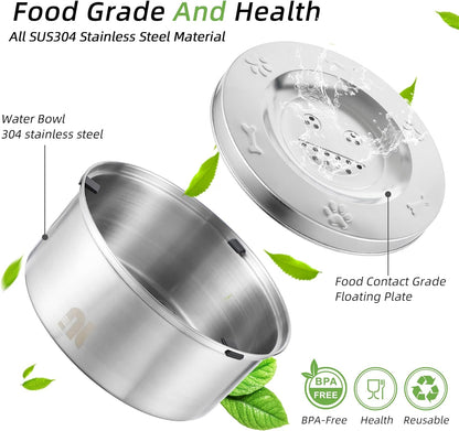 1L/0.26 Gallon Dog Water Bowl No Spill, Stainless Steel No Spill Water Bowl for Dogs, Slow Water Dog Bowl, No Splash Dog Water Bowls