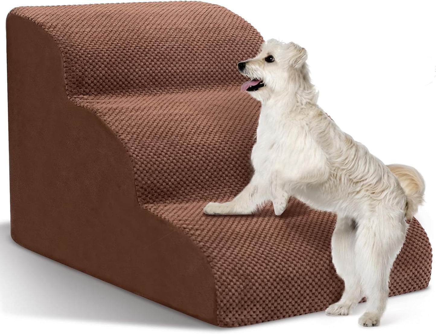 Dog Stairs for Small Dogs - High Density Foam Dog Ramp, Extra Wide Pet Steps with Non-Slip Bottom for High Beds, Couche and Sofa, Best for Pet Injured, Older Dogs Cats (Grey, 4 Steps)