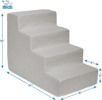Best Pet Supplies Dog Stairs & Steps - Foam Steps for Small Dogs & Cats, Non-Slip Indoor Balanced Pet Step Support, Dog Ramp, No Assembly, Ash Gray Linen, 2-Step (12-inch Height)