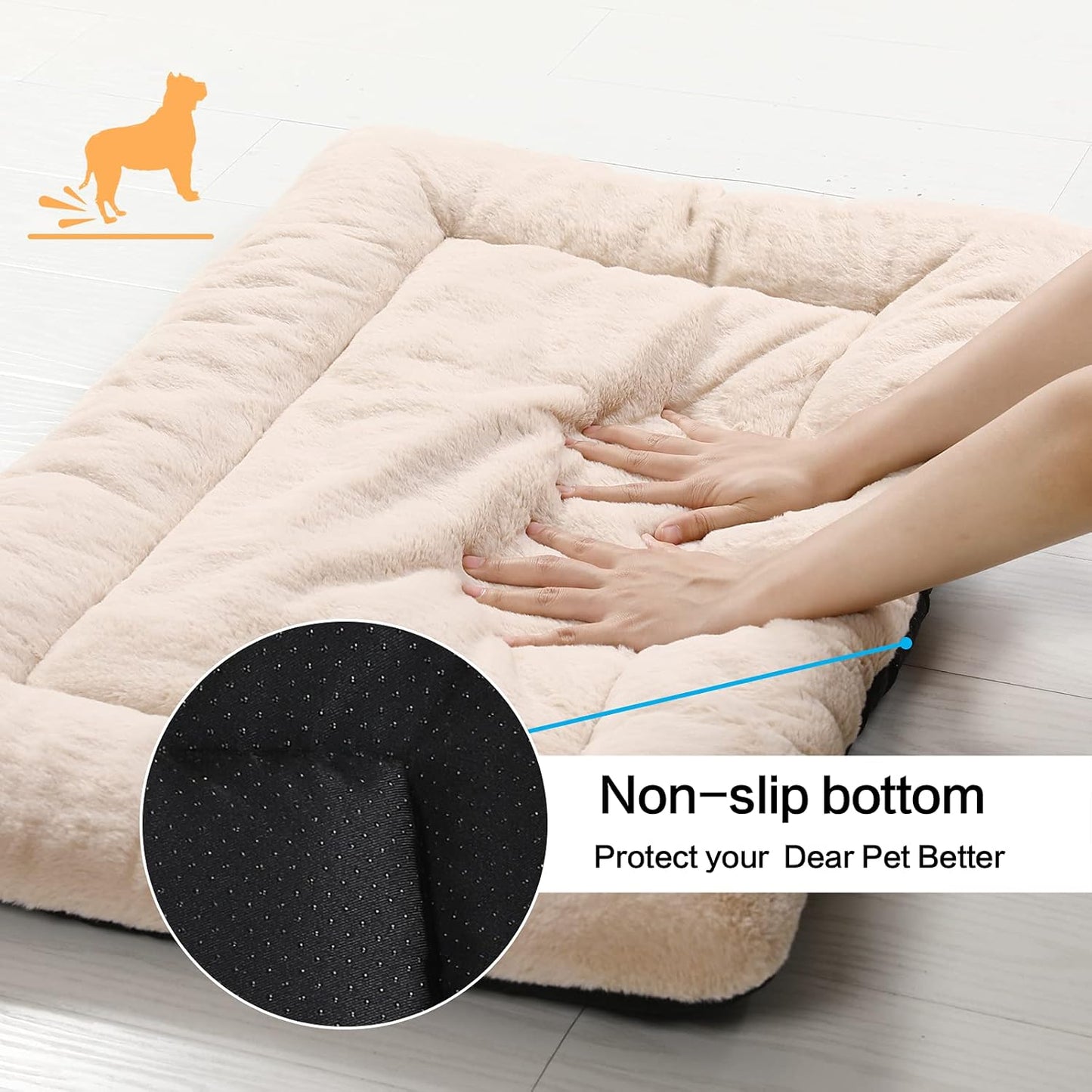Dog Beds Crate Pad for Medium/Large Dogs Fit Metal,Ultra Soft, Washable & Anti-Slip Kennel Pad for Dogs Cozy Sleeping Mat,Gray 36inch