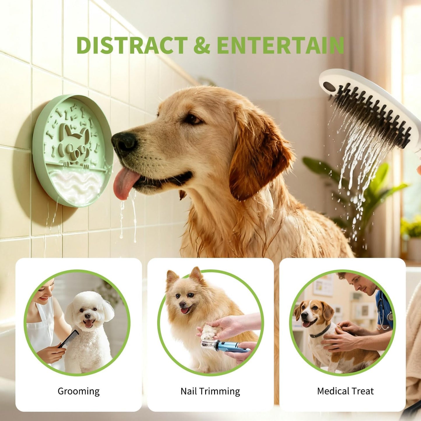 Slow Feeder Dog Bowl for Small Medium Dogs & Cats, 7.5 Inch Non Slip Slow Bowl with 37 Suction Cups, Anti-Choking Food Grade Silicone Slow Eating Bowl
