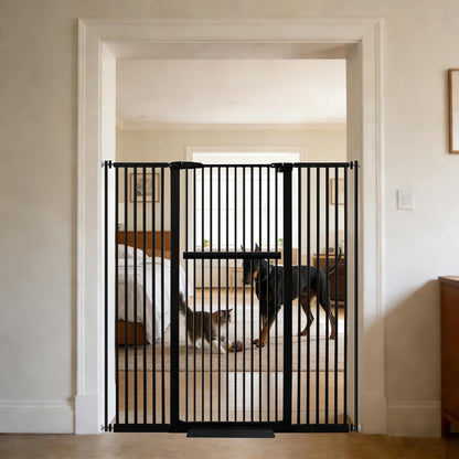 Lumizone Extra Tall Cat Gate 61.02" High Pressure Mounted Extra Wide 30.12"-34.05" (17Sizes) 1.37" Gap No Drilling Auto-Close Tall Pet Gate for Dogs (Black, 30.12"-34.05" W)