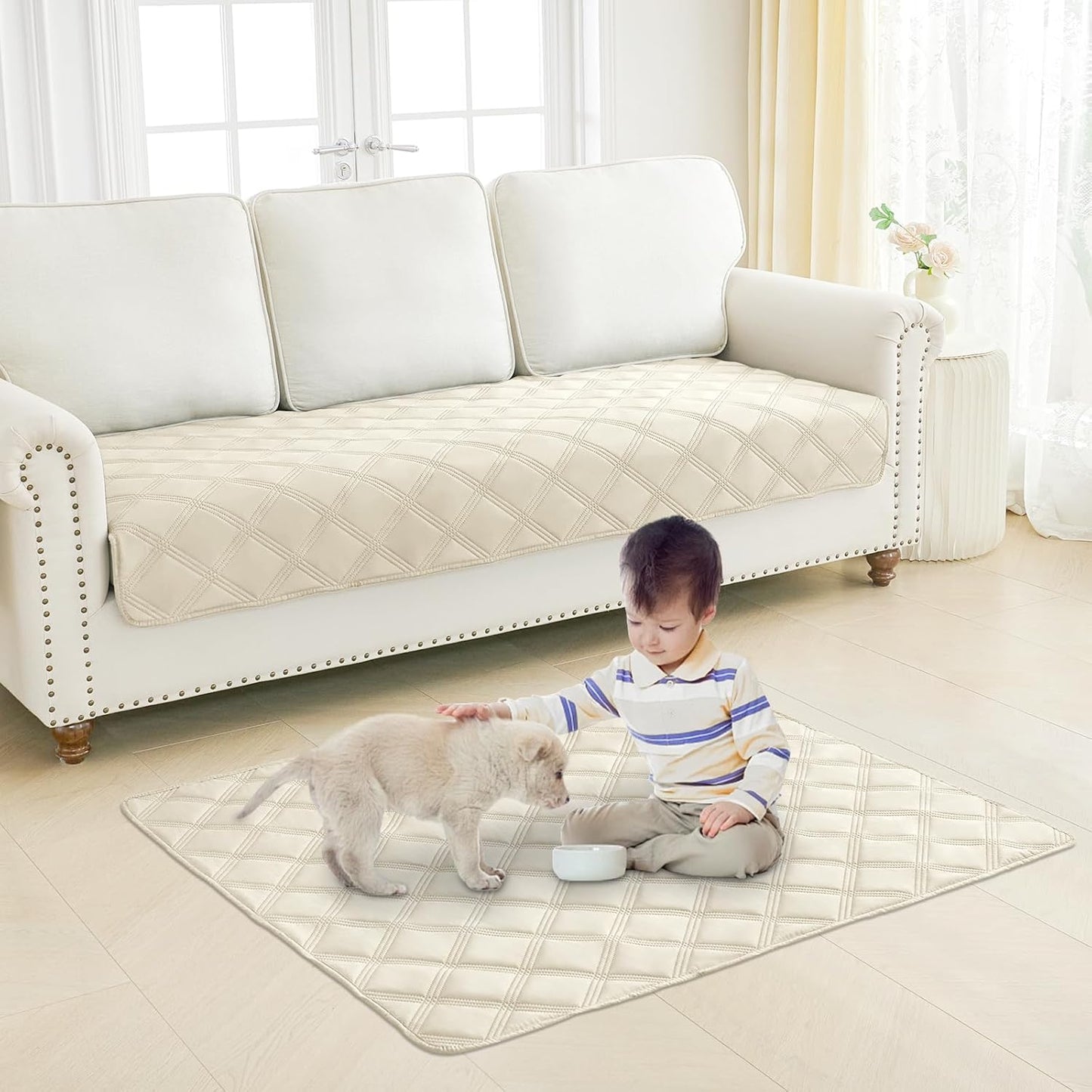 Smiry Waterproof Dog Bed Cover Blanket 30x70, Soft Reversible Pet Blanket, Washable Leakproof Cats Dogs Couch Cover for Sofa, Couch, Furniture, Grey/Dark Grey