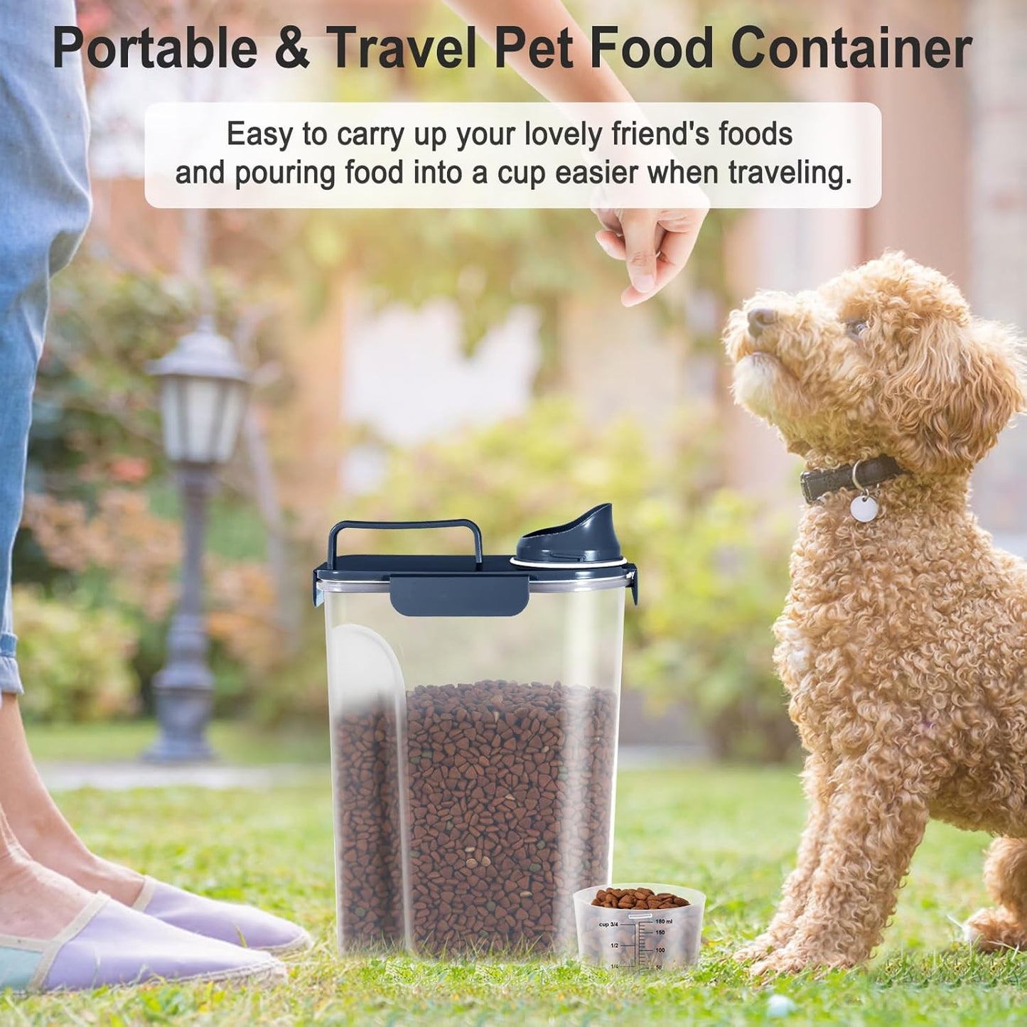 Dog Cat Food Storage Container, Pet Food Container Airtight with Large Spout & Cup, BPA-Free Plastic Food Dispenser for Pet Food, Bird Seed, Rice, Flour - Pink 2.5-5lb (1 pack)