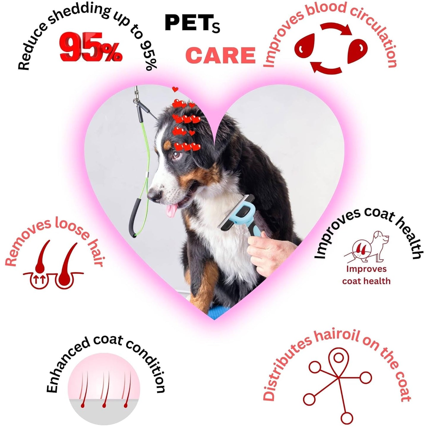 LAADI Deshedding Tool for Dogs and Cats - Reduces Shedding by Up to 95% in Less Than 10 Minutes - Professional Grooming Brush for All Hair Types - Ergonomic Design and Skin Massage Needles - Blue
