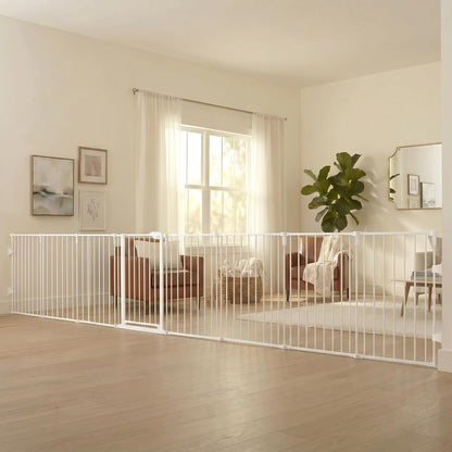 Regalo Safety 28"-76” Super Wide Configurable Baby Gate for Doorways & Open Spaces, 3-Panel Wall Mounted Safety Gate with Door for Babies, Toddlers & Pets, Includes Wall Mount Hardware