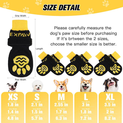 EXPAWLORER 6Pcs Anti-Slip Dog Socks to Prevent Licking Paws,Dog Shoes for Hot Pavement,Dog Booties Traction Control on Hardwood Floor,Boots & Paw Protectors, for Puppy Small Medium Large Senior Dogs