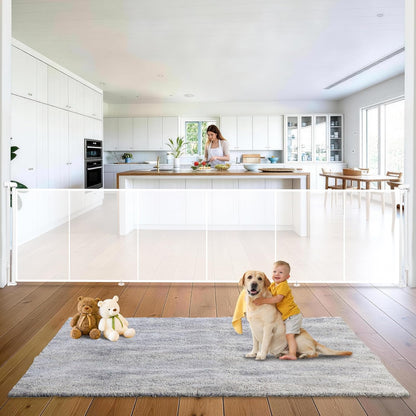 275" Retractable Baby Gates Dog Gate Extra Wide, 52" Tall Child Pet Safety Gate with Reinforced Strips for Stairs, Long Mesh Garage Gates Fence for Outdoor Indoor Large Openings Driveway Decks Patio