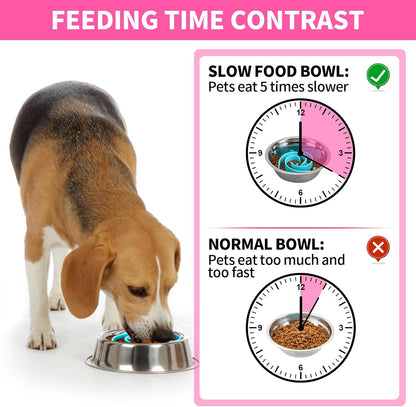 Slow Feeder Dog Bowls Insert, Bestalk Soft Silicone Slow Eating Feeder Insert with Suction Cups for Small, Medium and Large Dogs, Fit into Basic and Elevated Dog Bowls, Dark Blue