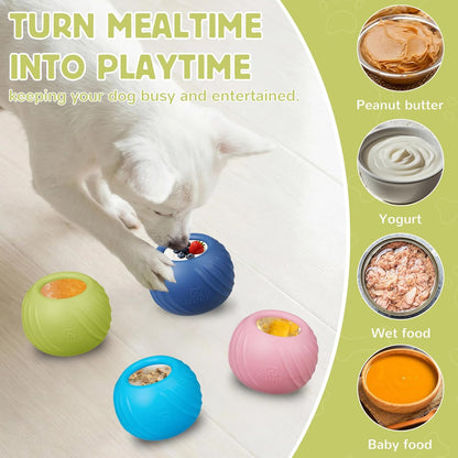 Long-Lasting Dog Lick Toy, Wobbly Dog Enrichment Lick Bowl to Keep Dogs Busy, Interactive Stuffable Dog Treat Feeder for Boredom, Silicone Treat Dispensing Chew Toy(Dark Blue,S)