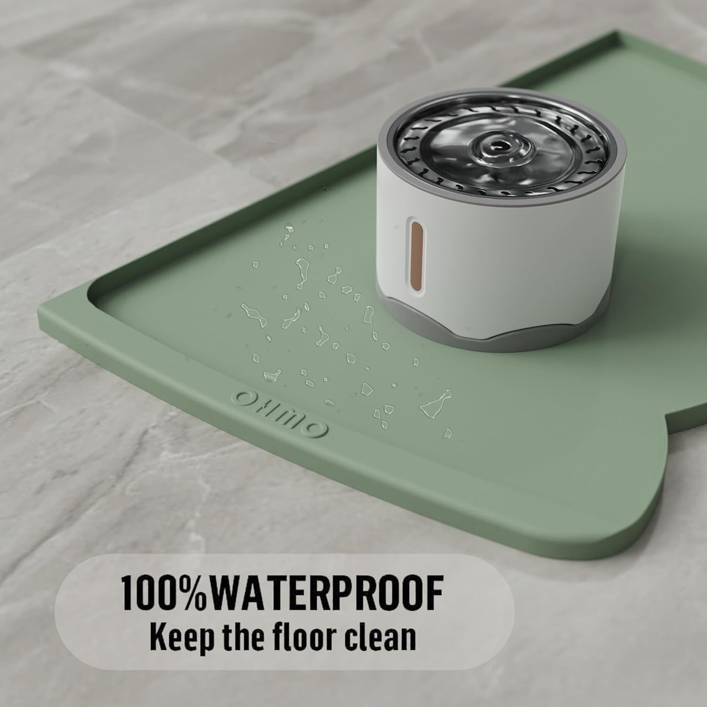 OHMO - Cat Food Mat, Silicone Pet Feeding Mat for Floor Non-Skid Waterproof Dog Water Bowl Tray, Easy to Clean Pet Placemat (Erythrinus, 18 * 9.8'')