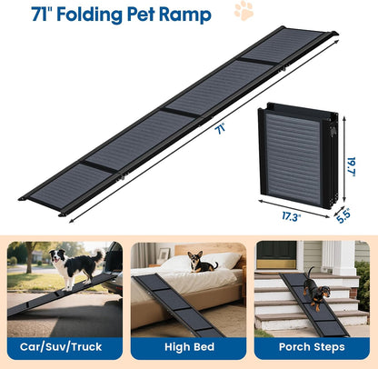 HBTower 63" Long x 17.3" Wide Folding Dog Ramp for Large Dogs Up to 250lbs - Portable Pet Ramp with Non-Slip Surface, Extra Wide Dog Car Ramps for Car, SUV, Truck & High Beds