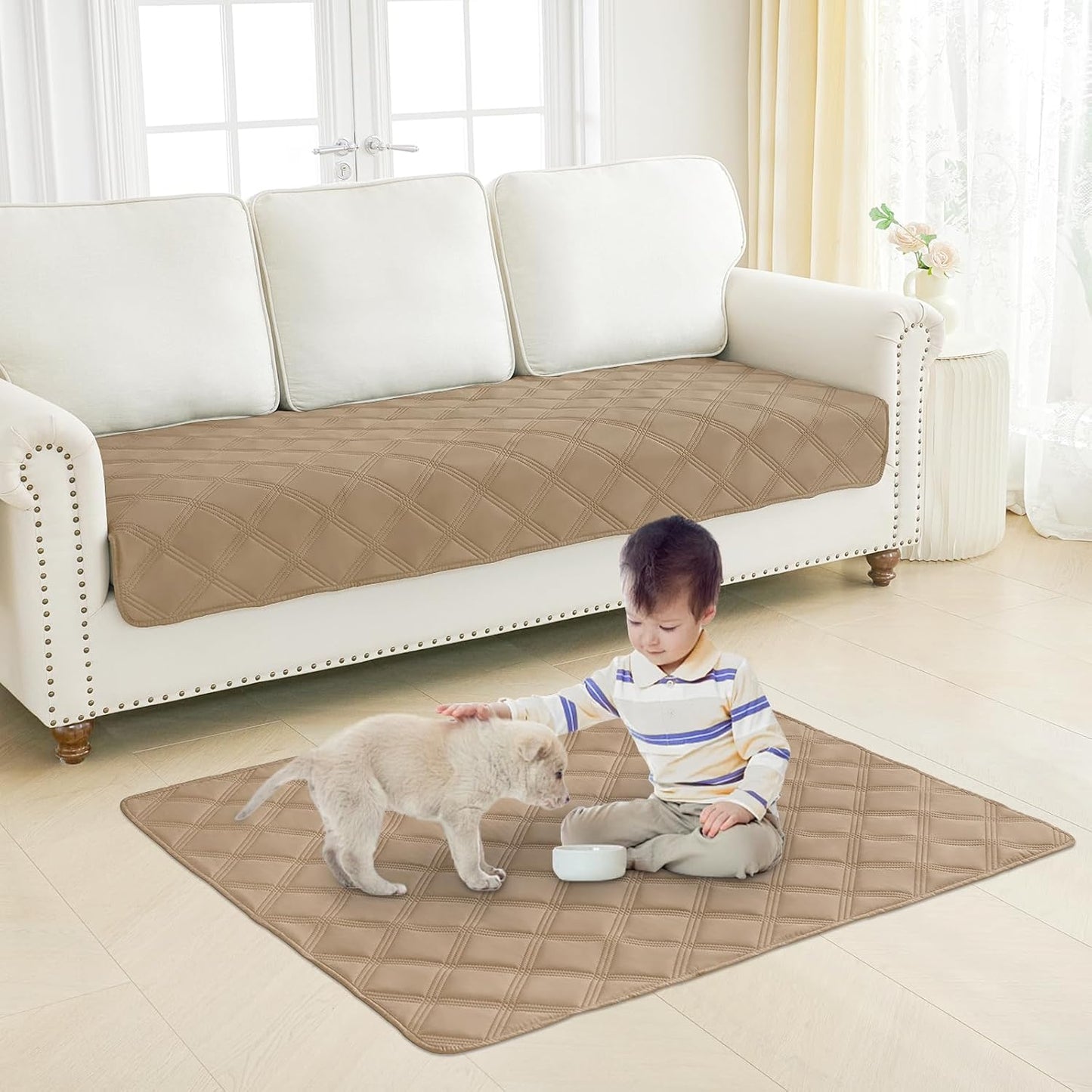 Smiry Waterproof Dog Bed Cover Blanket 30x70, Soft Reversible Pet Blanket, Washable Leakproof Cats Dogs Couch Cover for Sofa, Couch, Furniture, Grey/Dark Grey