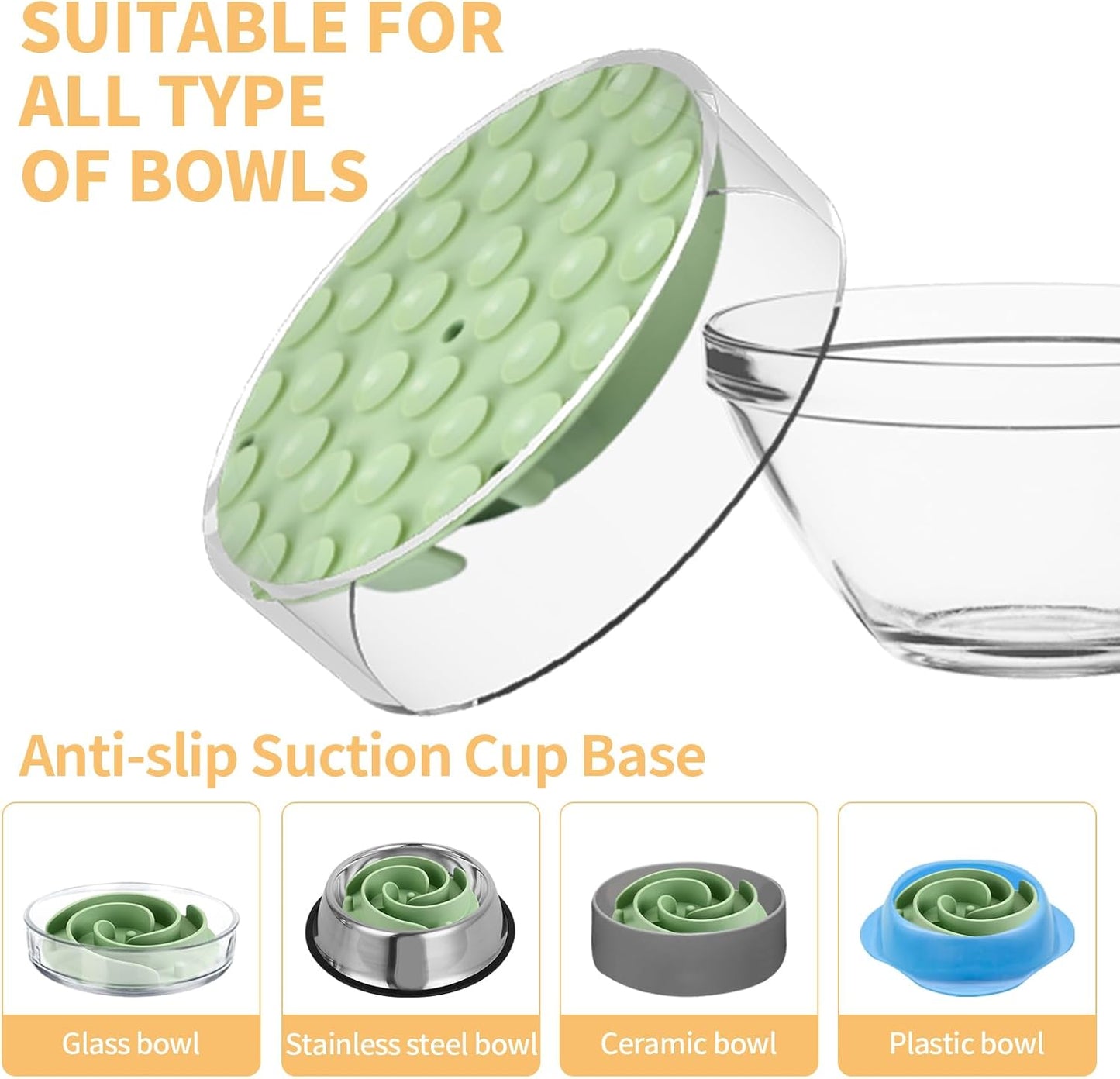 Slow Feeder Dog Bowls Insert, Bestalk Soft Silicone Slow Eating Feeder Insert with Suction Cups for Small, Medium and Large Dogs, Fit into Basic and Elevated Dog Bowls, Dark Blue