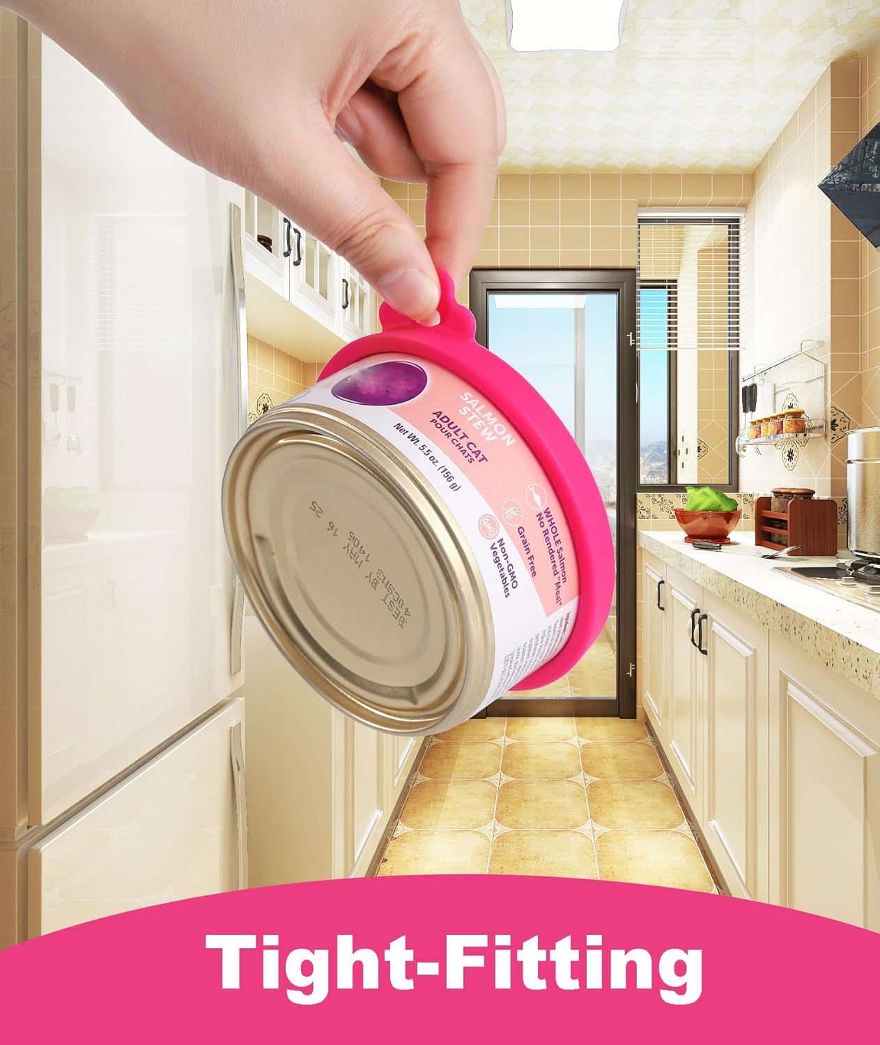 COMTIM Cat Food Can Covers Lids for 5.5 oz Cans, 2 Pack Silicone Cat Food Can Lids for 5.5 oz 5.3 oz Cans...Pet Food Can Covers Reusable Can Toppers Savers for Wet Food