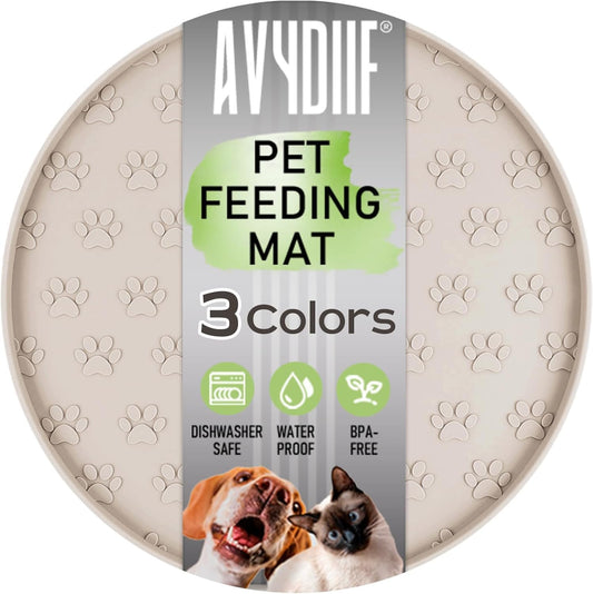 Pet Feeding Mats for Food and Water, Waterproof Anti-Slip Placemats for Dog Cat Bowl, 1 Pack Silicone Pet Food Mat, Dishwasher Safe 10.9 × 10.9 (1 Pack, Black)