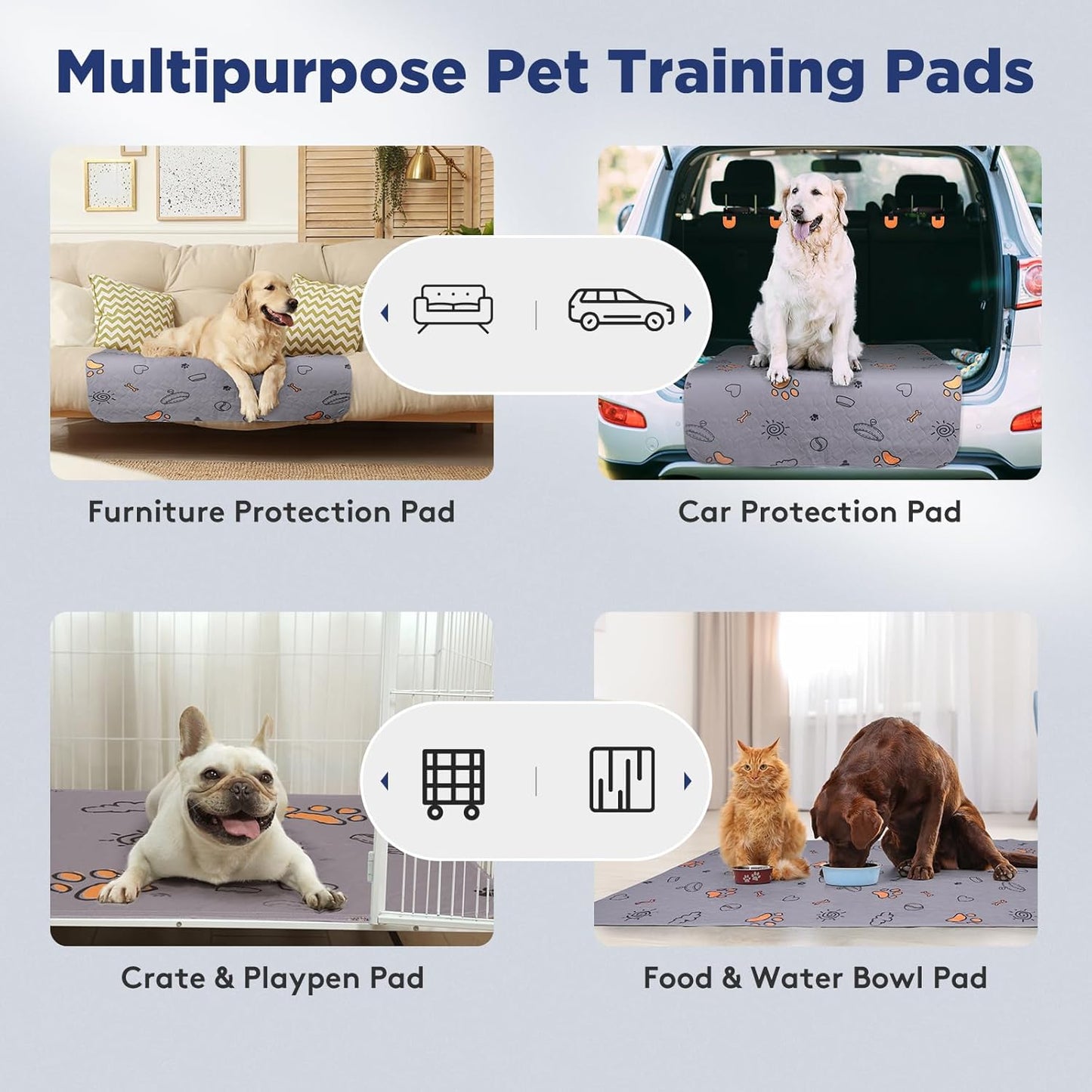 Washable Pee Pads for Dogs, 2 Pack Large 36"x41" Super Absorbent Reusable Dog Training Pads, 100% Waterproof Non-Slip Puppy Whelping Dog Playpen Indoor Pads Mat Pet Supplies