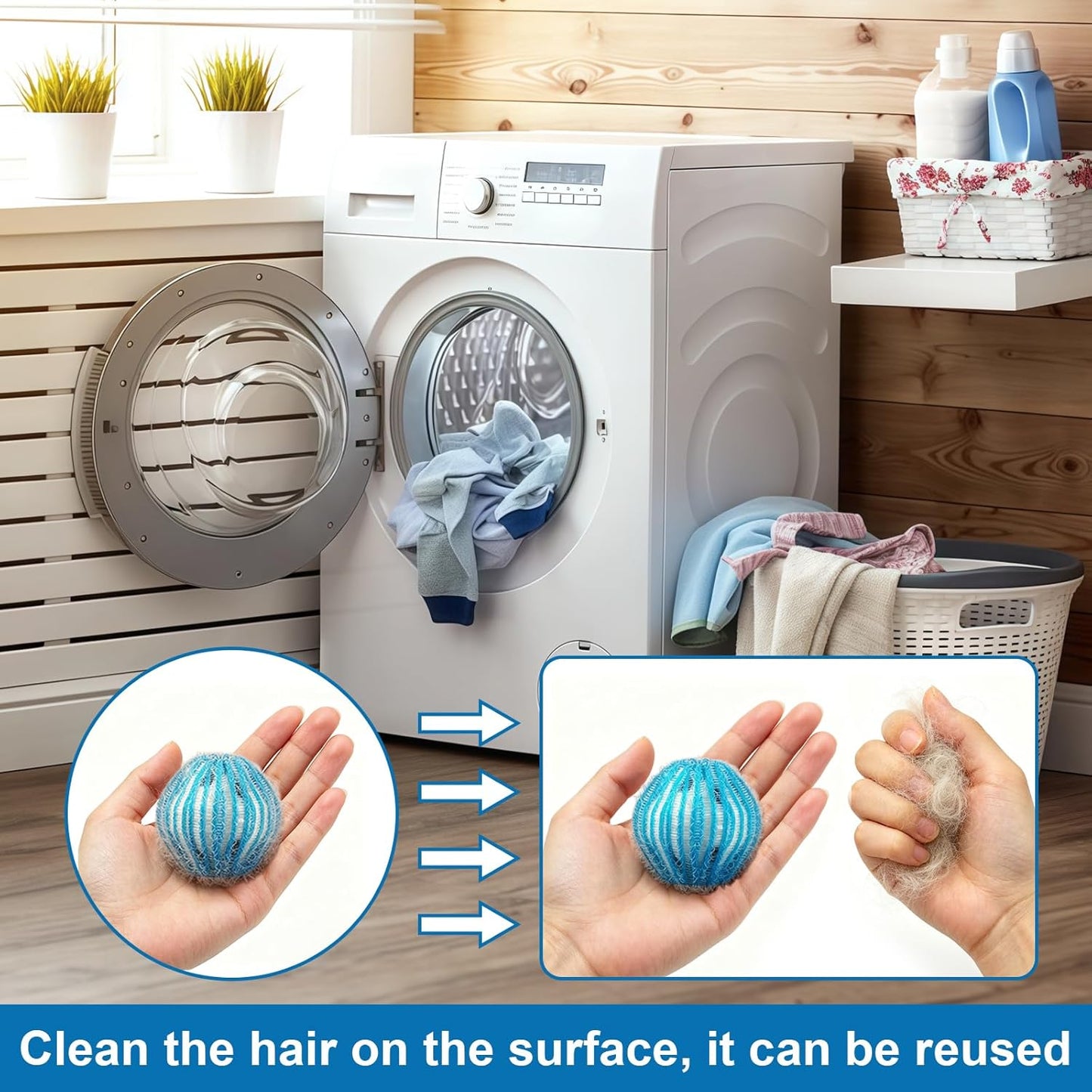 20Pcs Pet Hair Remover for Laundry - 1.4 inch Mini Ball Lint Traps for Washing/Dryer Machine,Effective Cat Dog Laundry Pet Hair Catcher for Clothes,Sheets,Towels,Not Damage Fabric